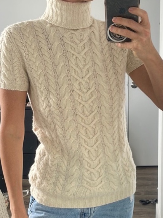 Ralph Lauren Sweaters - Ralph Lauren Cream Cable-Knit Cashmere Short Sleeve Turtleneck